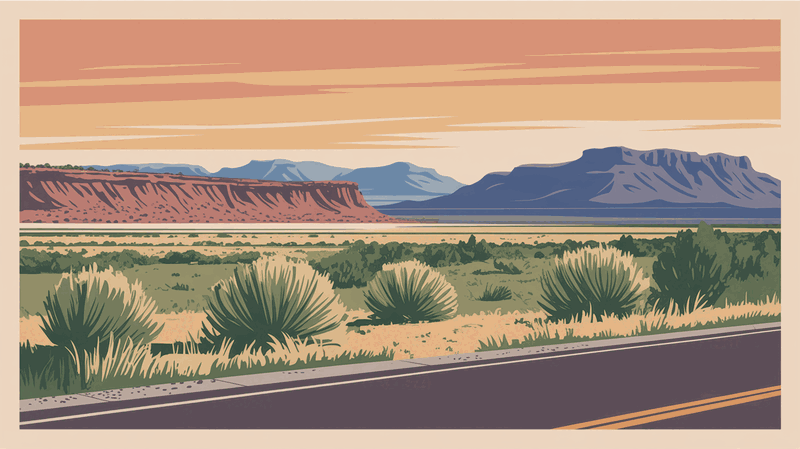 Illustration of high desert landscape near Twin Falls, Idaho