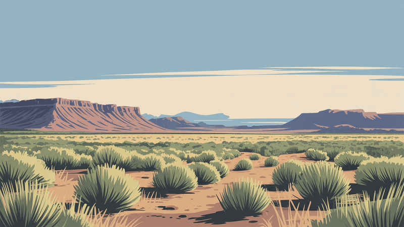 Illustration of farmland and canyon country near Twin Falls, Idaho